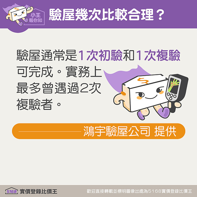 驗屋幾次才合理。圖/5168實價登錄比價王 製作
